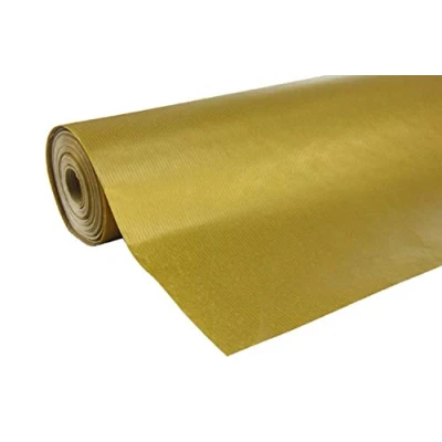 Image of Clairefontaine Ref 507575C Nature Kraft Long Roll Wrapping Paper (Single Roll) 70cm Width x 50m Length, 60gsm Ribbed Solid Gold Colour