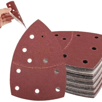 Image of 60PCS Sanding Sheets,Mouse Pads Prio Triangle Mouse Sandpaper Assorted 40/60/80/120/180/240 Grits Compatiable for Bosch Multi Sander PSM 100A,PSM 200 AES,PSM 18 All Oscillating Tool