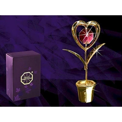 Image of CRYSTAL TEMPTATIONS Heart flower figurine embellished with red crystals from Swarovski