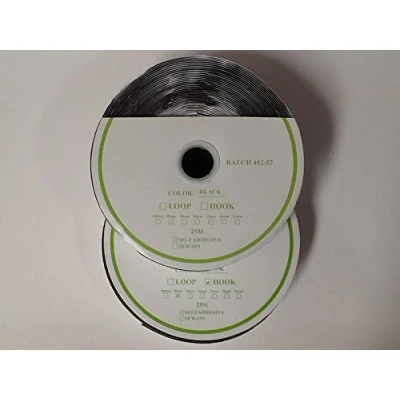 Image of 50mm Stick On Self Adhesive Black Hook and Loop Interlocking Tape x 25 Meters