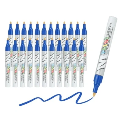 Image of M&amp;G Paint Marker Pens, 24Pcs Waterproof Markers Quick Dry and Permanent Metallic for Painting Stone, Wood, Plastic, Ceramic, Canvas, Glass, Tires, Blue