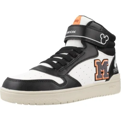 Image of Geox Disney Mickey Washiba BOY Hightop trainers for kids, Size: 10K, Black/white High quality imitation leather