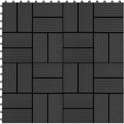 Image of vidaXL 11 pcs Decking Tiles WPC 30x30 cm 1 sqm Black