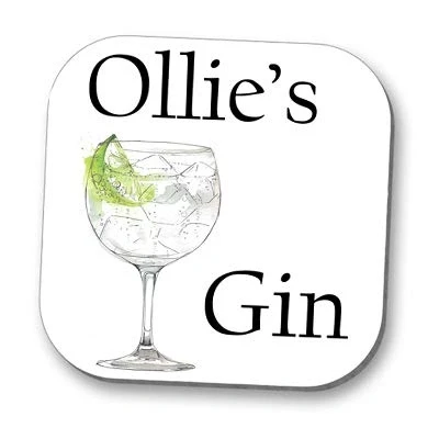 Image of Personalised Coaster Drinks Mat Gin and Lime add a Name