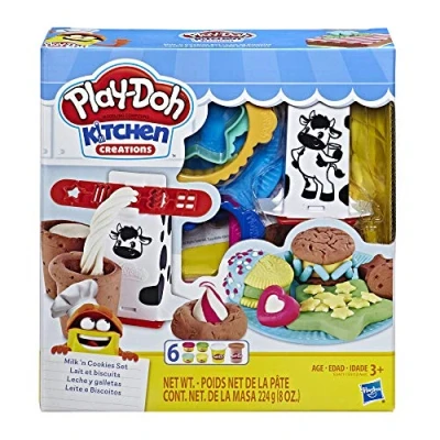 Image of Play Doh Kitchen Creations Milk and Cookies Set with 6 Non Toxic Colors Including Confetti