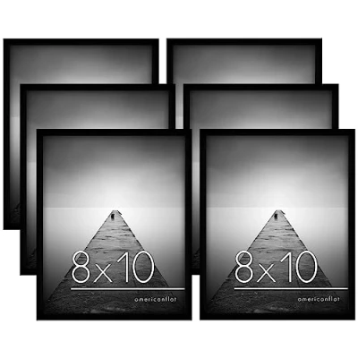 Image of Americanflat 10x8 Photo Frames in Black Set of 6 Gallery Wall Picture Frame with Shatter resistant Glass Horizontal and Vertical Formats for Tabletop