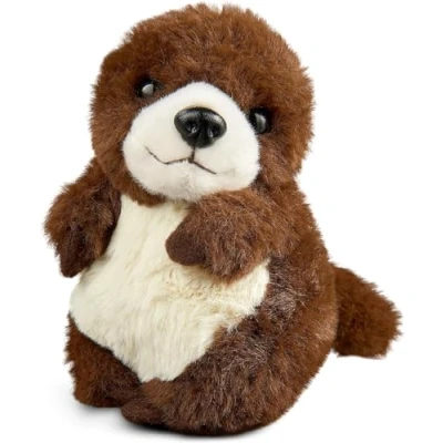 Image of Living Nature Baby Otter Stuffed Animal Plush Toy Fluffy And Cuddly Woodland Soft Gift for Newborns Babies Naturli Eco Friendly, Black
