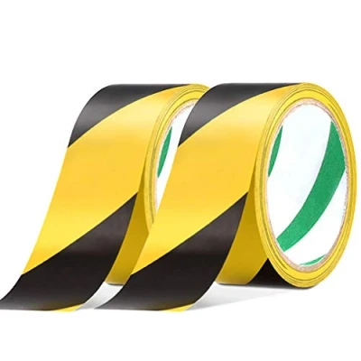 Image of YTBUBOR Safety Tapes 2 Pack 48mmX20m Black &amp; Yellow Self Adhesive Hazard Warning Tape