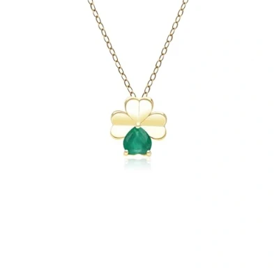 Image of Gardenia Emerald Clover Pendant Necklace in 9ct Yellow Gold