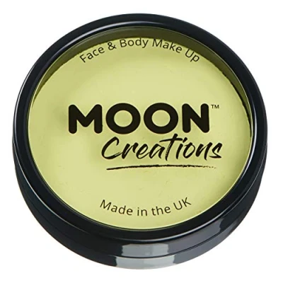 Image of Moon Creations Pro Face &amp; Body Makeup Light Yellow 36g Professional Colour Paint Cake Pots For Painting Kids, Adults, Fancy Dress, Festivals, Halloween
