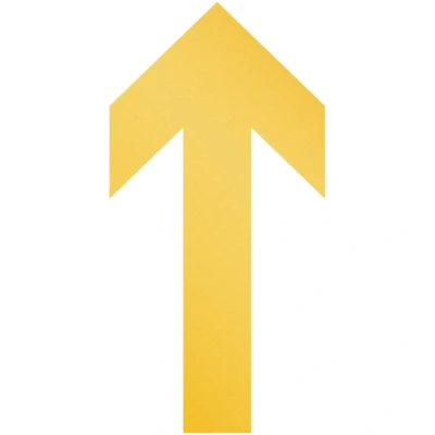 Image of Durable Removable Self Adhesive Arrow Floor Stickers Safety Signage &amp; Perfect for Warehouses Pack of 10 Yellow 100 x 0.2 200mm