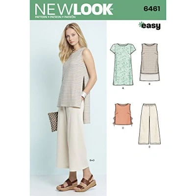 Image of New Look Sewing Pattern 6461A Misses&#039; Dress, Tunic, Top and Cropped Pants, Paper, White, 22 x 15 1 cm