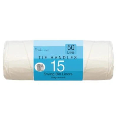 Image of LND Gifts Swing Bin Liners: Pack of 15 Scented 50l Bags, Fresh Linen &amp; Summer Breeze 50 Litre Bags with Aroma For Pedal Bins