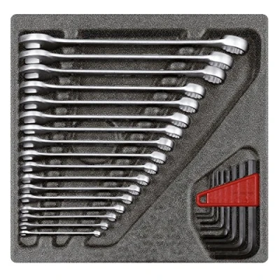 Image of Gedore Red Combination Spanner and Allen Screwdriver Set in 2/3 Foam Module 26 Pieces