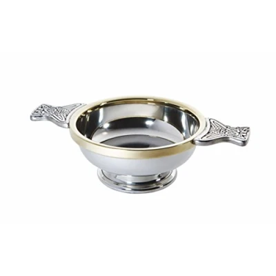 Image of Wentworth Pewter Large and Brass Quaich Whisky Tasting Bowl Loving Cup Burns Night