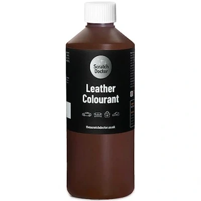 Image of Scratch Doctor Leather Colourant Restore &amp; Repair Faux Vinyl Paint for Furniture Sofas Car Seats Shoes Handbags (Medium Brown, 500ml)