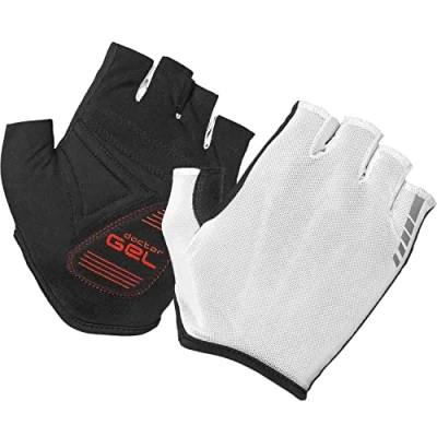 Image of GripGrab Unisex&#039;s Solara Tan Through Padded Short Finger Indoor Cycling Summer Gloves Cushioned Sun Permeable Mesh Pull Off tabs, White, XXL