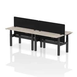 Image of Air B2B 1400x600mm Adjustable 4P Bench Desk CP Grey Oak/Black + Screen