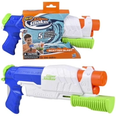 Image of Nerf Water Pistol Toy Super Soaker Scatterblast Blaster 5 Stream Blast Fires 34 Feet
