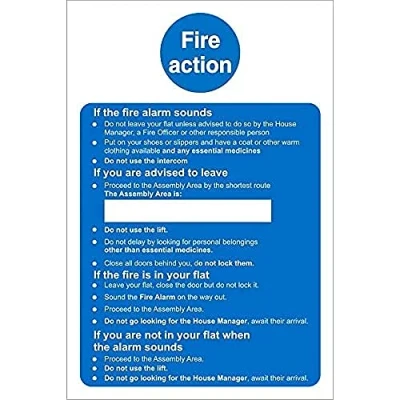 Image of Seco Fire Action Care Homes Sign, 200mm x 300mm 1mm Semi Rigid Plastic