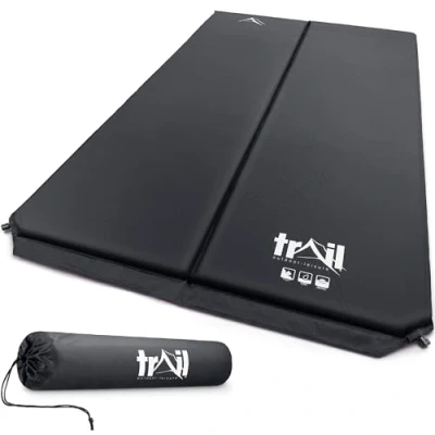 Image of Trail Self Inflating Camping Mat Double Inflatable Mattress With Carry Bag Black