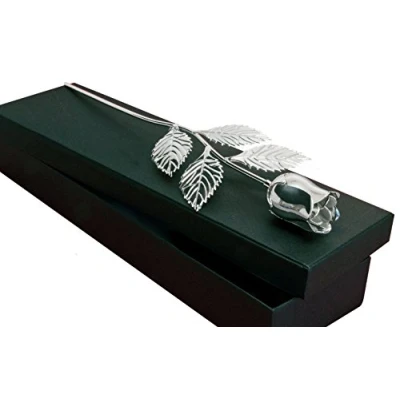 Image of County Engraving Personalised Silver Plated 32cm Rose Engraved Valentines Day (Silver Plated)