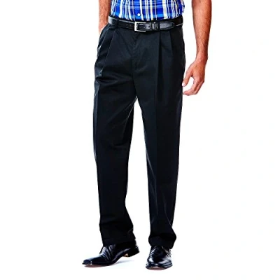 Image of Haggar Men&#039;s Work to Weekend Classic Fit Pleat Regular and Big Tall Sizes, Black, 38W x 29L