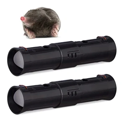 Image of Relaxdays Set of 2 Mole Traps, Control Openings, Garden Pest Removal, Adjustable, Animal Friendly, 27 x 6 cm, Black