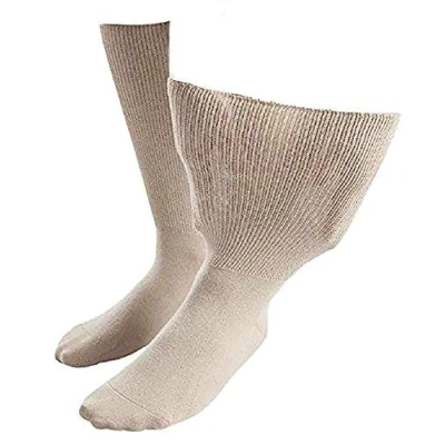 Image of Sock Shop Iomi Footnurse Mens &amp; Womens Unisex Extra Wide Soft Cotton Oedema Socks for Swollen Feet (12 14 UK (45 50 eur), Beige)