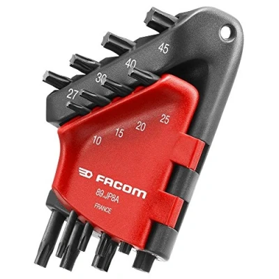Image of 89.JP8A Facom Set of 8 Offset Torx Keys in Compact Wallet T10 T45