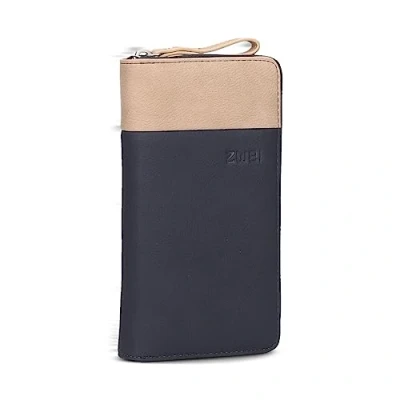 Image of Zwei Eva EV2 Women&#039;s Wallet (20 x 11 3 cm) Made of sueva Leather, 15 compartments for Cards, 2 Bills and 1 Visual, Purse, Integral Zip Closure, Cream Navy Blue (Nubuk Ink), Nubuk Ink, One Size,