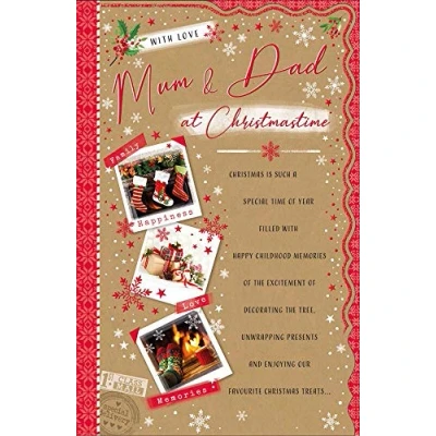 Image of Regal Publishing Sentiment Christmas Card Mum &amp; Dad 12 x 8 inches