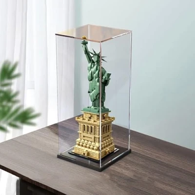 Image of Transparent Acrylic Display Case for Lego 21042 Statue of Liberty, Dustproof Compatible with (Lego Model Not Included) A