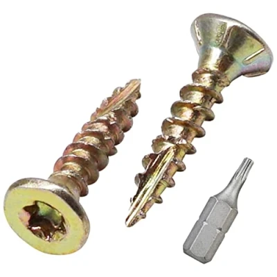 Image of SKIR&#039;CO (100 pcs) Zinc Plated Steel 3.0 x 16 mm Yellow Wood Screws, Countersunk Head, Torx Type 17, Chipboard Screws