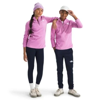 Image of The North Face TEEN Glacier ZIP Unisex Fleece jumper for kids, Size: 7/8y, Dragonfruit