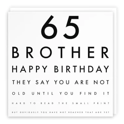 Image of Hunts England Brother 65th Funny Birthday Card 65 Happy Fun Letters Collection