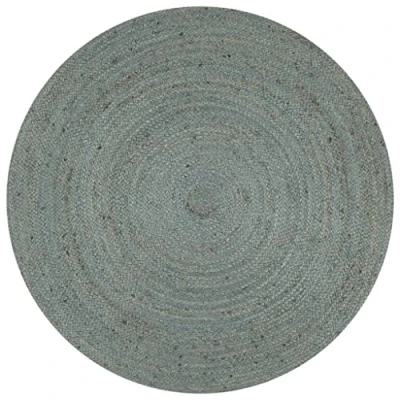 Image of vidaXL Handmade Rug Jute Round Living Room Bedroom Handwoven Appealing Texture Decoration Floor Protector Carpet Mat 150cm Olive Green