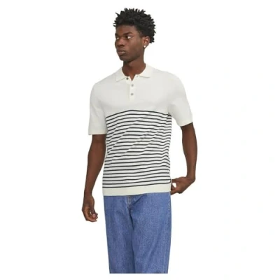 Image of JACK &amp; JONES Men&#039;s Jjeemil Knit Polo S/S Sn Jeans, Cloud Dancer 1, XL