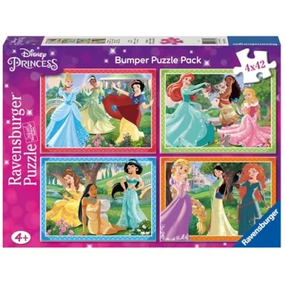 Image of Ravensburger 5170 Puzzle 4x42 Bumper Pack Disney Princesses, Multicoloured