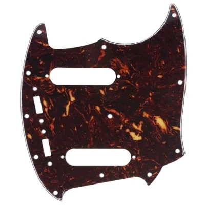 Image of Musiclily Pro 12 Hole Guitar Pickguard for Fender American Mustang, 4Ply Tortoise Shell