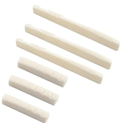 Image of Futheda 6pcs of 3 Sets Real Bone Guitar Bridge Saddle and Nut for 6 String Acoustic Replacement Parts