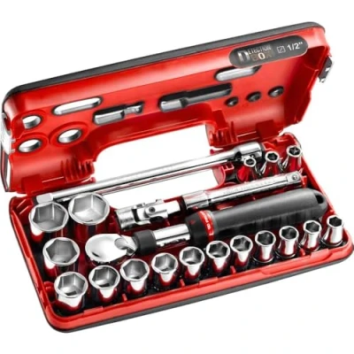 Image of FACOM SXL.DBOX1 Series SXL.DBOX 1/2&quot; Metric 6 Point Extending Ratchet Set