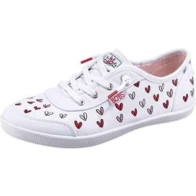 Image of Skechers Women&#039;s Bobs B Cute Sneaker, White Multi Canvas, 3 UK