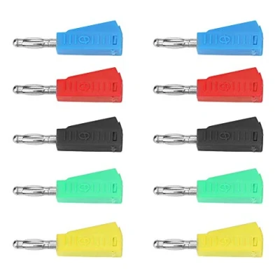 Image of 10Pcs 4mm Stackable Nickel Plated Speaker Multimeter Banana Plug Connector Test Probe Binding