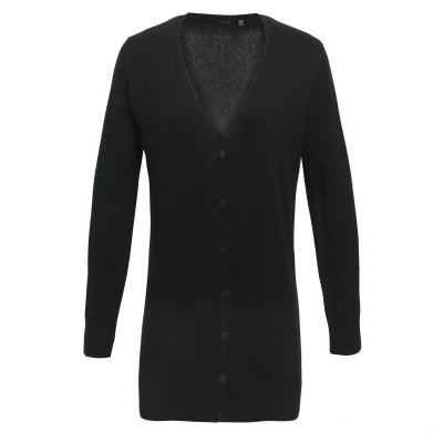 Image of Premier Womens/Ladies Longline V Neck Knitted Cardigan (Black) Size 18 UK