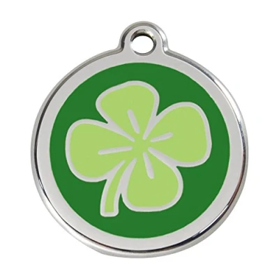 Image of Red Dingo Clover Enamel Dog Tag Green Medium