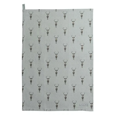 Image of Sophie Allport Highland Stag Tea Towel, 100% Cotton, 45cm x 65cm, Home Kitchen Towel with Hanging Loop