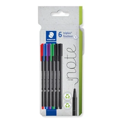 Image of STAEDTLER Fineliner Pens triplus 6 Assorted Colours Pack of 6, 334 C6