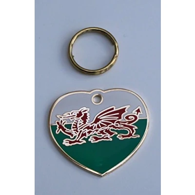 Image of Paradise Pets DOG ID TAG WELSH DRAGON FLAG DESIGN ENGRAVED FREE TICK GIFT MESSAGE BOX AND ENTER DETAILS FOR ENGRAVING