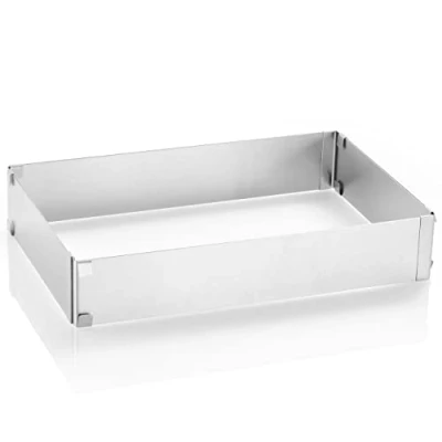 Image of Grizzly Adjustable Cake Tin Rectangular Baking Frame 28 53 cm x 19 34 5 High Stainless Steel Mould